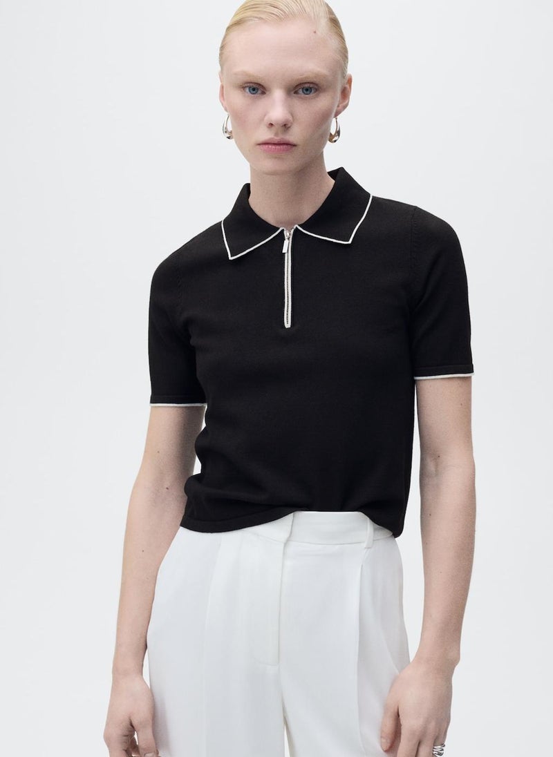 MANGO - Polo-Neck With Contrasting Trims Sweater - Image 1