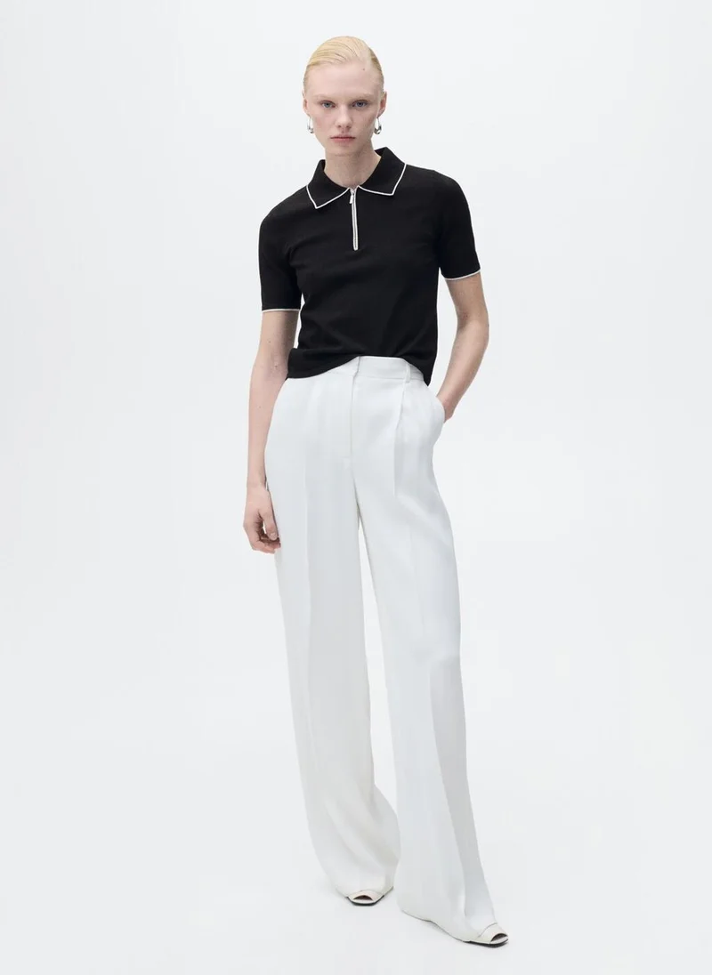 MANGO Polo-Neck With Contrasting Trims Sweater