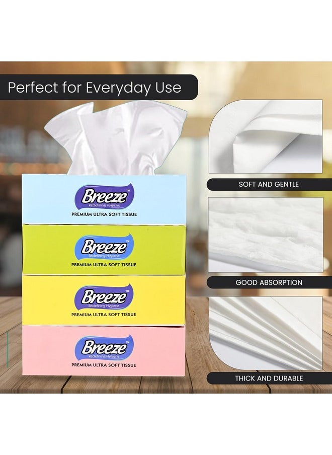 Breeze 2 Ply 100/Pack Soft Facial Tissue 50 Pulls Face Wipes Flat Tissue Box (20X 20 Cm) (Combo Of 4, 400 Tissue)  - Image 4