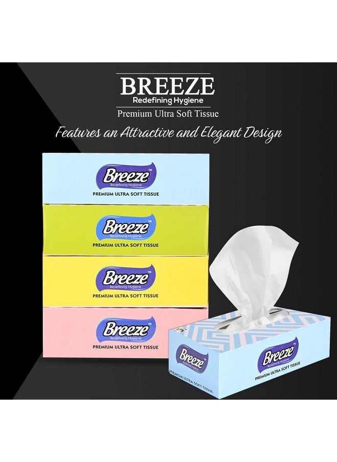 Breeze 2 Ply 100/Pack Soft Facial Tissue 50 Pulls Face Wipes Flat Tissue Box (20X 20 Cm) (Combo Of 4, 400 Tissue)  - Image 3
