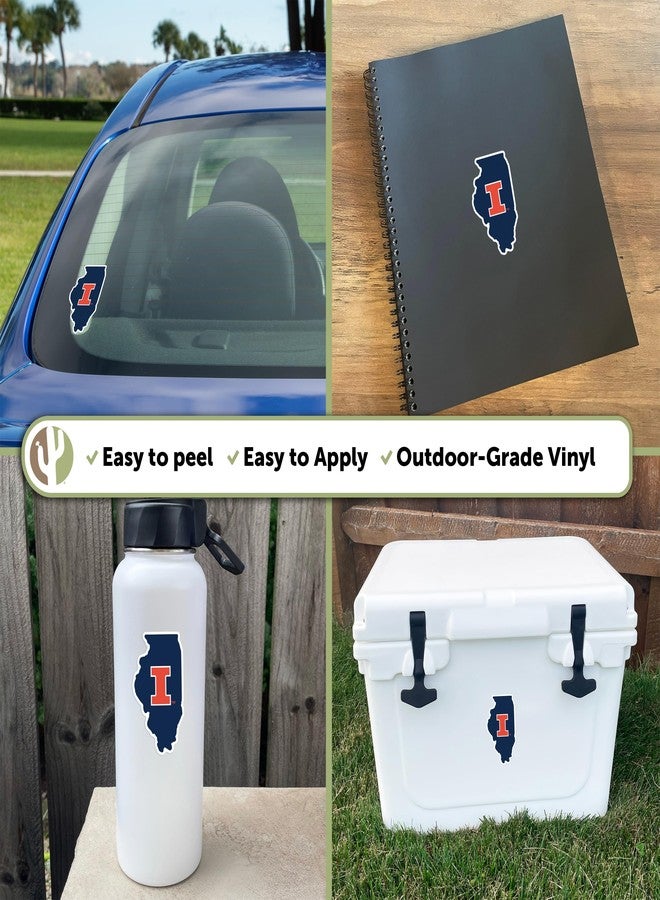 Desert Cactus University of Illinois Sticker Fighting Illini U of I Vinyl Decal Laptop Water Bottle Car Scrapbook (State Border Sticker) - Image 3