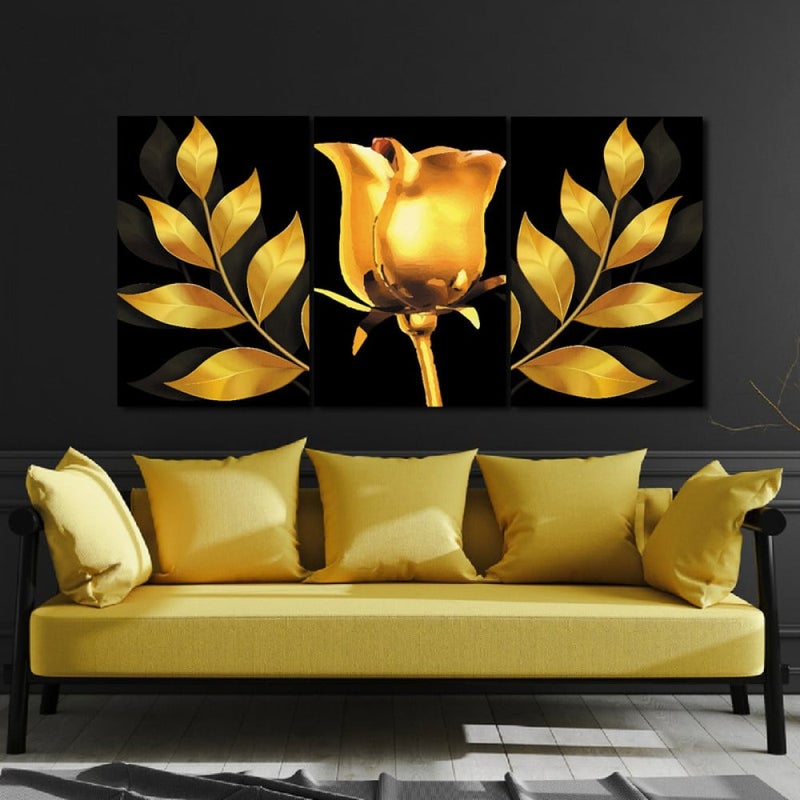 ماركتنا ثلاث لوحات قماشية فخمة بتصميم مودرن مع برواز مجوف مقاس (120×60) ثلاث قطع - Image 1