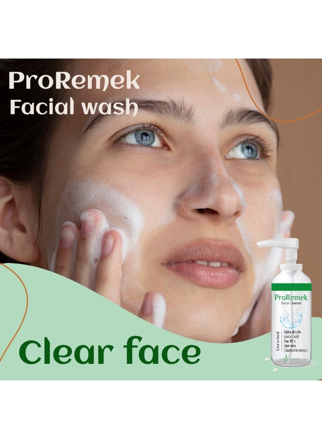 ProRemek Facial wash for oily and combined skin (Azelaic acid, glycolic acid, tea tree oil, alpha arbutin, licorice, chamomile, zinc pca, niacinamide, aloe vera) (Bundle of 2) (125 ml + 125 ml) - Image 3