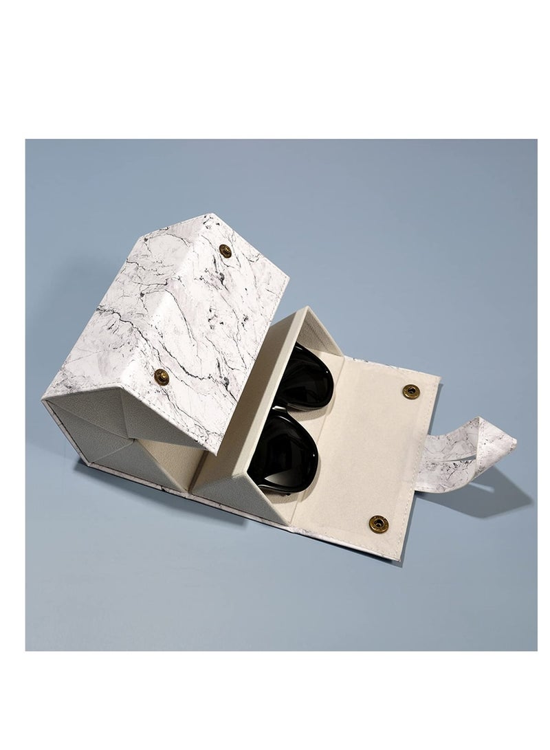 Zikra Leather Sunglasses Travel Organizer Case 5 Slots, Multiple Eyeglasses Display Storage Box for Men Women,Marble Medium - Image 2