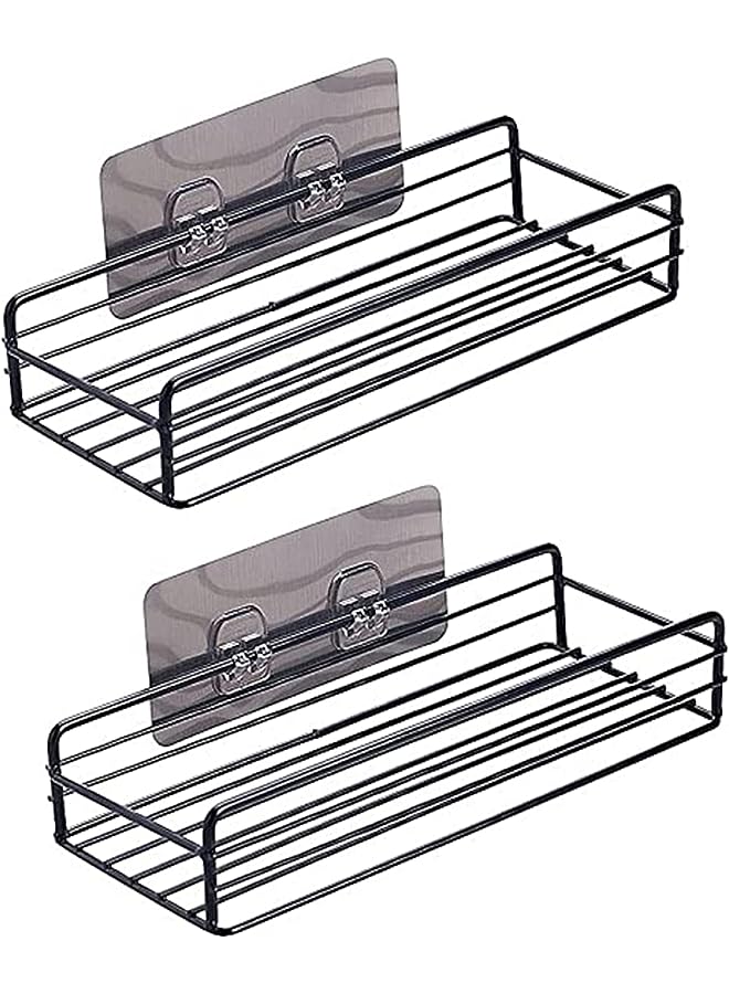 راكسوم علبة دش لاصقة مكونة من قطعتين، رف منظم للحمام يثبت على الحائط، منظم دش من الفولاذ المقاوم للصدأ مقاوم للصدأ، خزانة حمام منزلية - Image 1