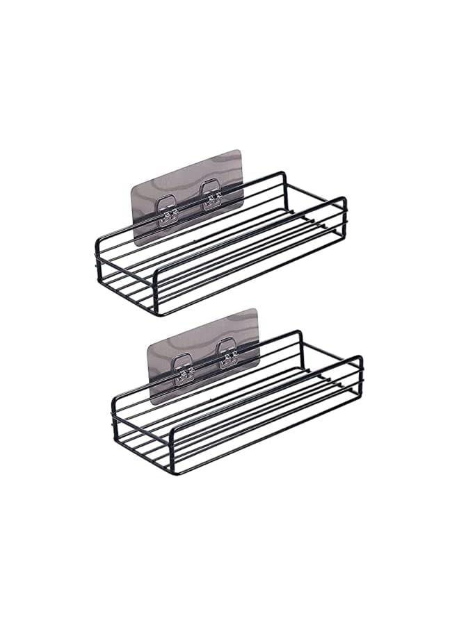 راكسوم علبة دش لاصقة مكونة من قطعتين، رف منظم للحمام يثبت على الحائط، منظم دش من الفولاذ المقاوم للصدأ مقاوم للصدأ، خزانة حمام منزلية - Image 2