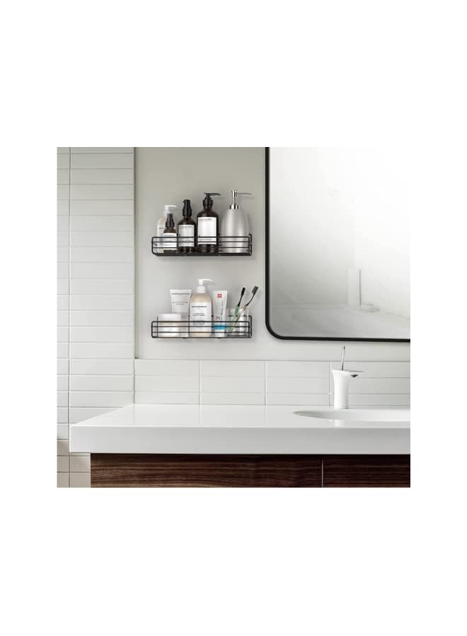 راكسوم علبة دش لاصقة مكونة من قطعتين، رف منظم للحمام يثبت على الحائط، منظم دش من الفولاذ المقاوم للصدأ مقاوم للصدأ، خزانة حمام منزلية - Image 5