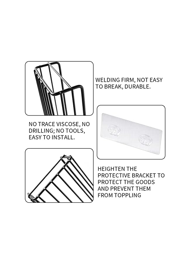 راكسوم علبة دش لاصقة مكونة من قطعتين، رف منظم للحمام يثبت على الحائط، منظم دش من الفولاذ المقاوم للصدأ مقاوم للصدأ، خزانة حمام منزلية - Image 4