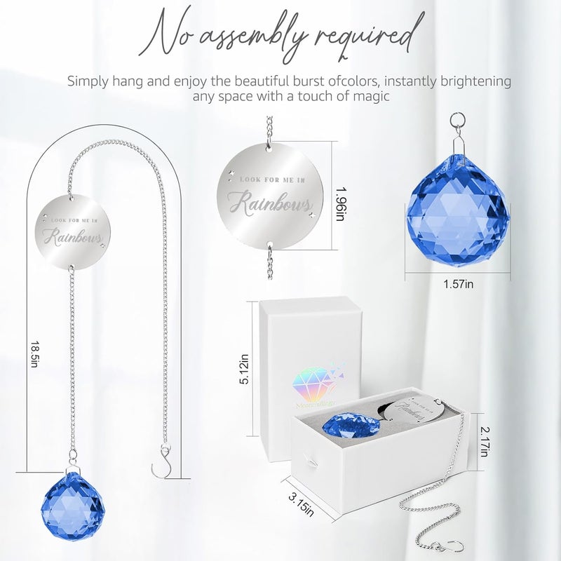 Mooncraftlogy Memorial Gifts for Loss of Loved One, Unique Sympathy Gift Idea Navy Blue Crystal Ball Window Suncatcher, Rainbow Bereavement Grief Gift Box for Loss of Mother Father Husband Son Daughter Dog - Image 5
