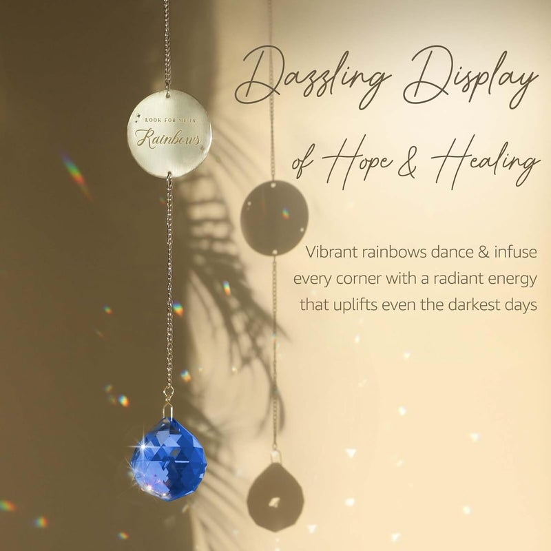 Mooncraftlogy Memorial Gifts for Loss of Loved One, Unique Sympathy Gift Idea Navy Blue Crystal Ball Window Suncatcher, Rainbow Bereavement Grief Gift Box for Loss of Mother Father Husband Son Daughter Dog - Image 4