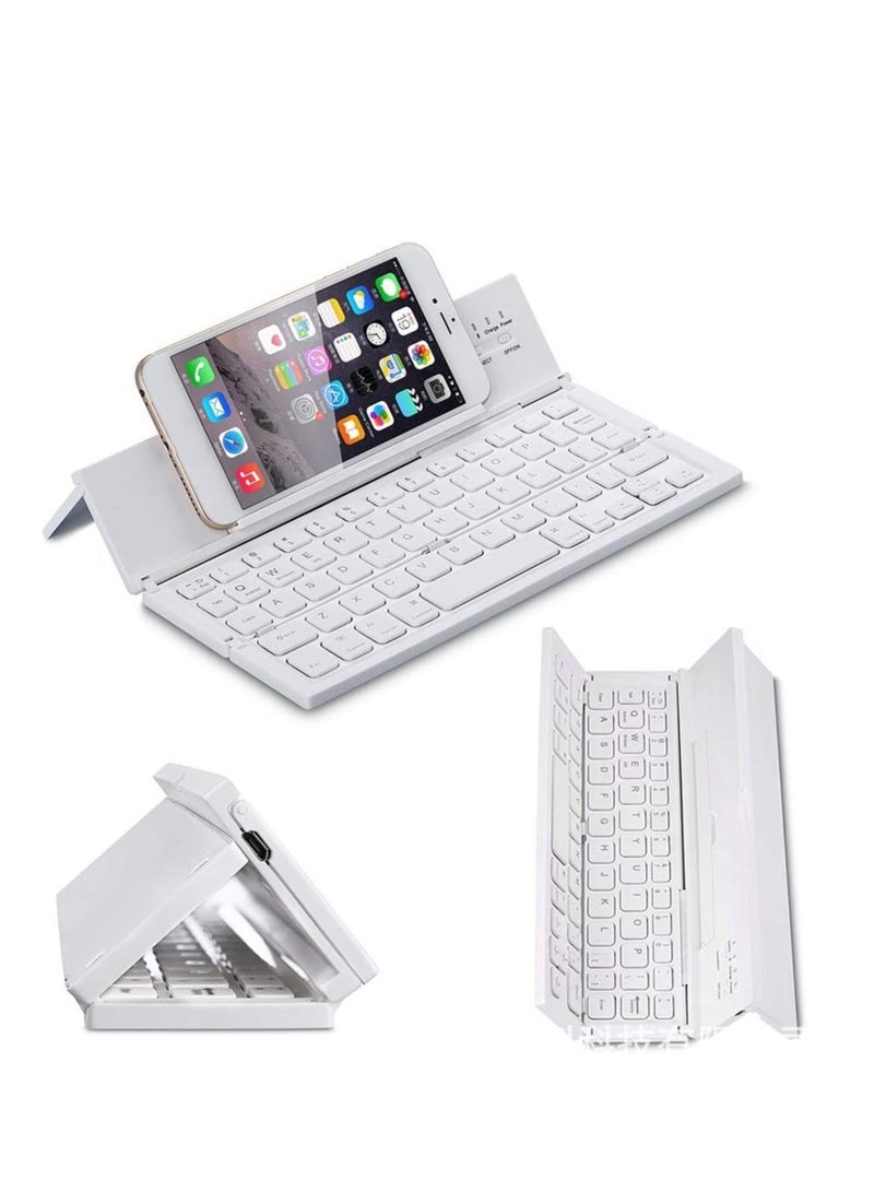 Gaming Keyboard Tablet Smartphone External Portable Tri-fold Aluminium Alloy Bluetooth Keyboard Supporter for Computer Keyboard Work Game,With Wireless Mouse (Color: White, Size: 9.4 x 2.2 x 0.7 inches (238 x 55 x 18.5 mm)) - Image 3