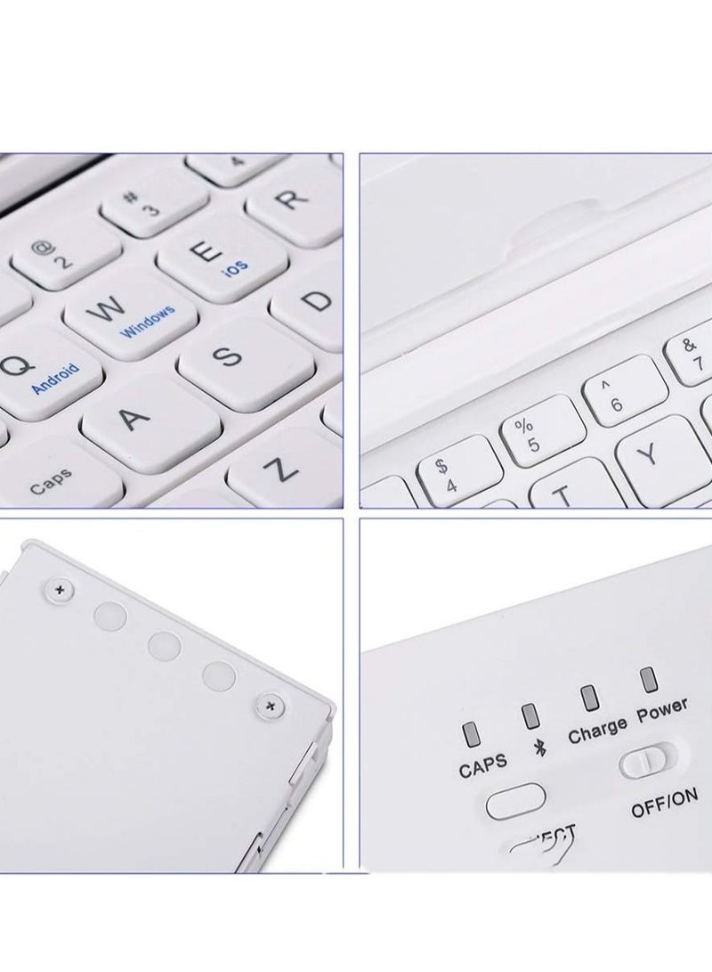 Gaming Keyboard Tablet Smartphone External Portable Tri-fold Aluminium Alloy Bluetooth Keyboard Supporter for Computer Keyboard Work Game,With Wireless Mouse (Color: White, Size: 9.4 x 2.2 x 0.7 inches (238 x 55 x 18.5 mm)) - Image 2
