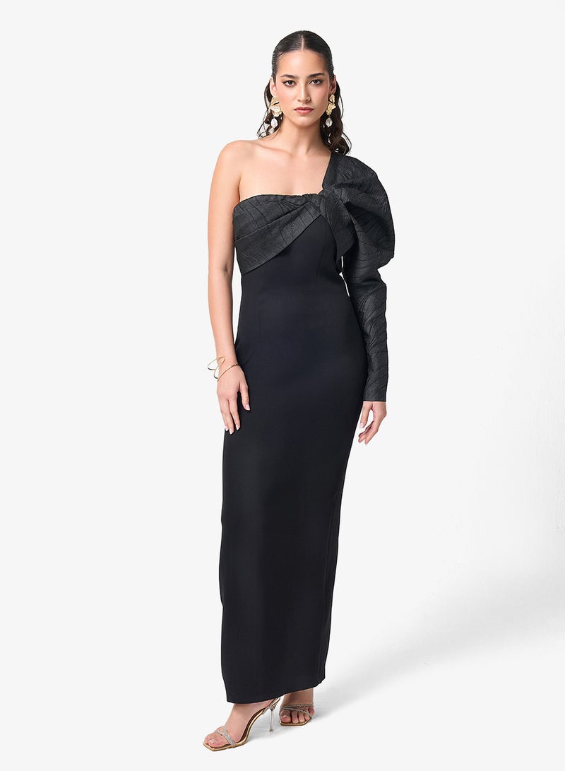 Threadz by Ajooni One Shoulder Slide Slit Maxi Dress - Image 1