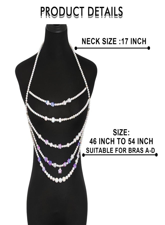 ELABEST Mermaid Pearl Shell Body Chain Layered Colorful Chest Chain Adjustable Bra Beach Jewelry Accessories for Women - Image 3