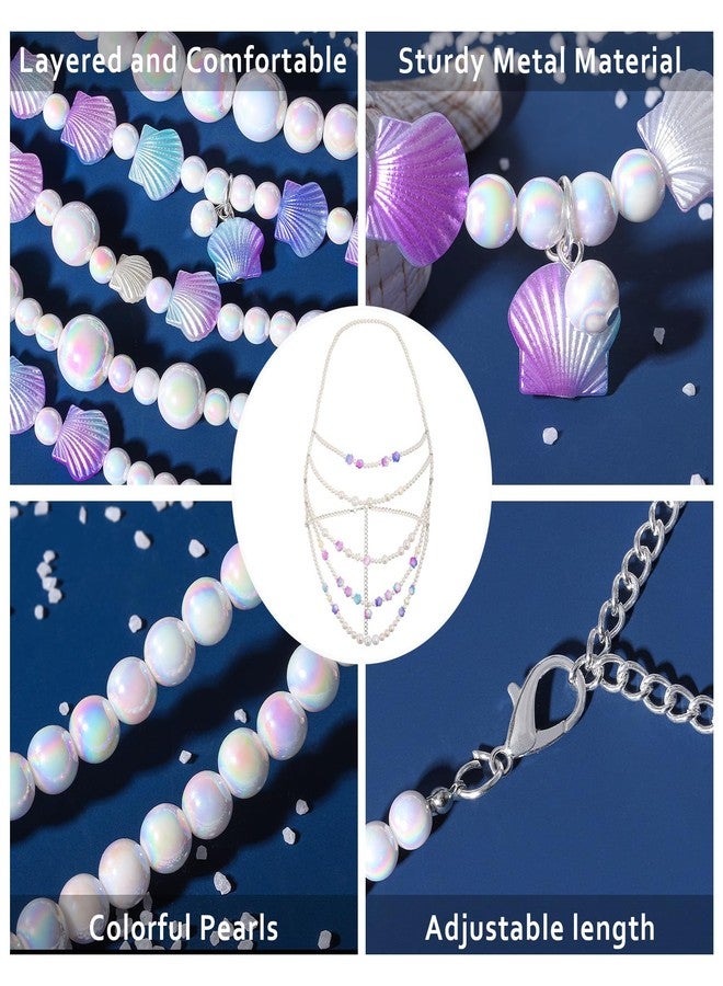 ELABEST Mermaid Pearl Shell Body Chain Layered Colorful Chest Chain Adjustable Bra Beach Jewelry Accessories for Women - Image 5