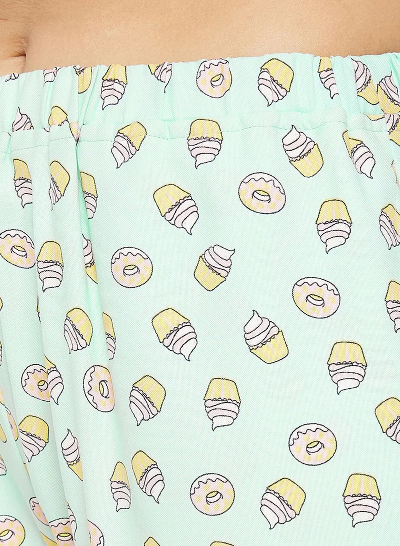 Clovia Printed Button Down Shirt & Pyjama Set