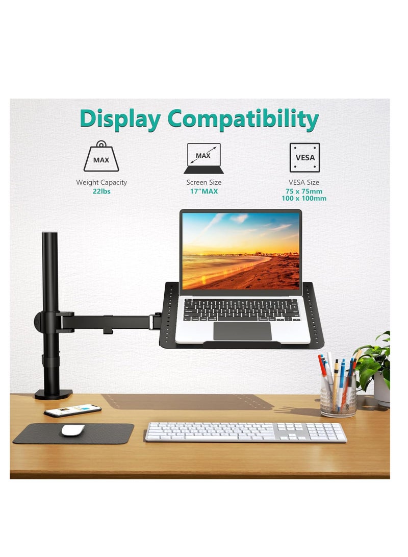 حامل مكتبي لجهاز لاب توب حتى 17 بوصة من والي، قابل للتعديل بالكامل، سعة 22 رطل مع حامل تبريد بفتحات تهوية (موديل M00LP) - Image 3