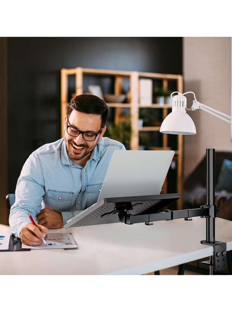 حامل مكتبي لجهاز لاب توب حتى 17 بوصة من والي، قابل للتعديل بالكامل، سعة 22 رطل مع حامل تبريد بفتحات تهوية (موديل M00LP) - Image 5