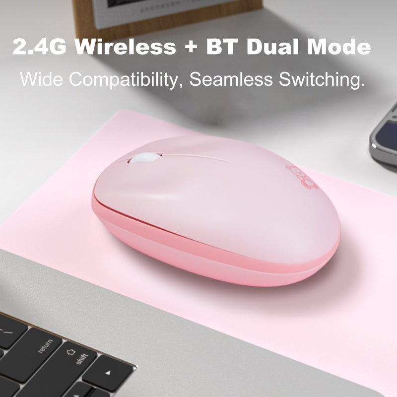 MOFii Wireless Mouse: Pink, Dual Mode Connectivity - Ultra-Quiet Technology, Portable Design for Laptop Computer On-The-Go Productivity - Image 5