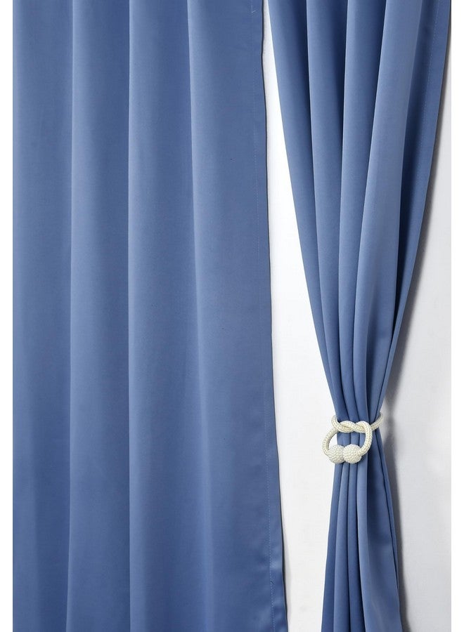 LaVichitra 2 Pieces Premium Blackout Curtains - Thermal Insulated, 3 Layered, 100% Opaque Long Door Curtain - 9 ft, Light Blue - Image 3