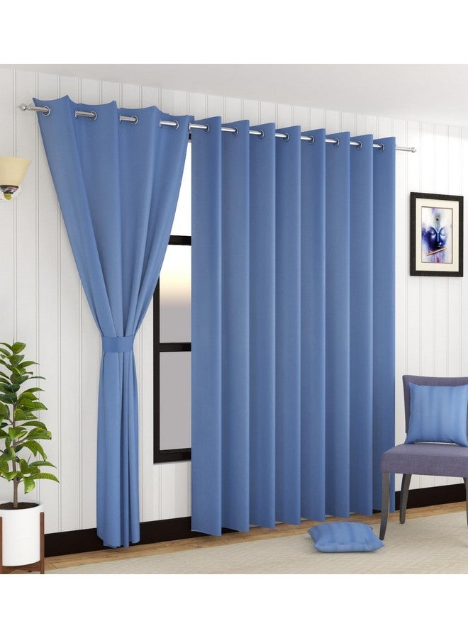LaVichitra 2 Pieces Premium Blackout Curtains - Thermal Insulated, 3 Layered, 100% Opaque Long Door Curtain - 9 ft, Light Blue - Image 1