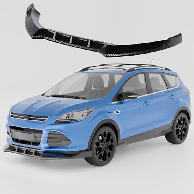 NARPES Carbon Fiber Look Front Bumper Lip Splitter Compatible with Ford Escape 2013-2016 Accessories Under Chin Spoiler Body Kit Add On ABS Materia (Carbon Fiber Look) - Image 5