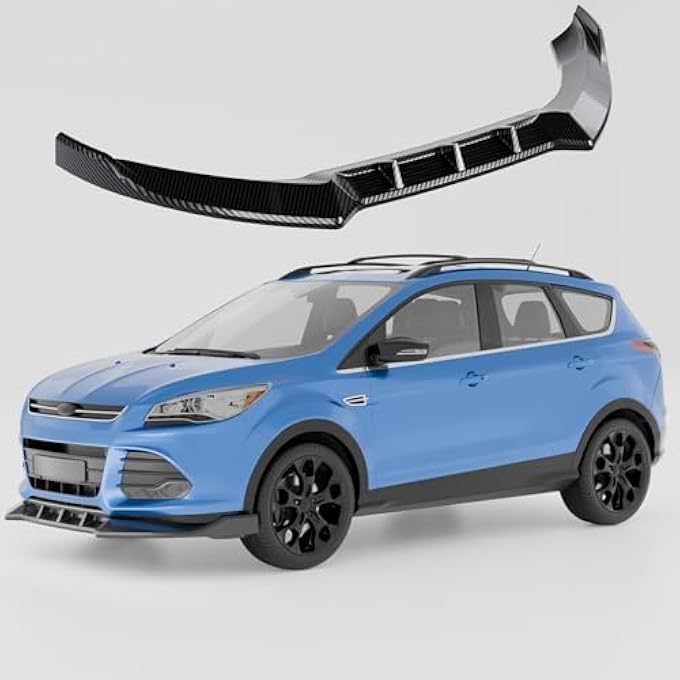 NARPES Carbon Fiber Look Front Bumper Lip Splitter Compatible with Ford Escape 2013-2016 Accessories Under Chin Spoiler Body Kit Add On ABS Materia (Carbon Fiber Look) - Image 1