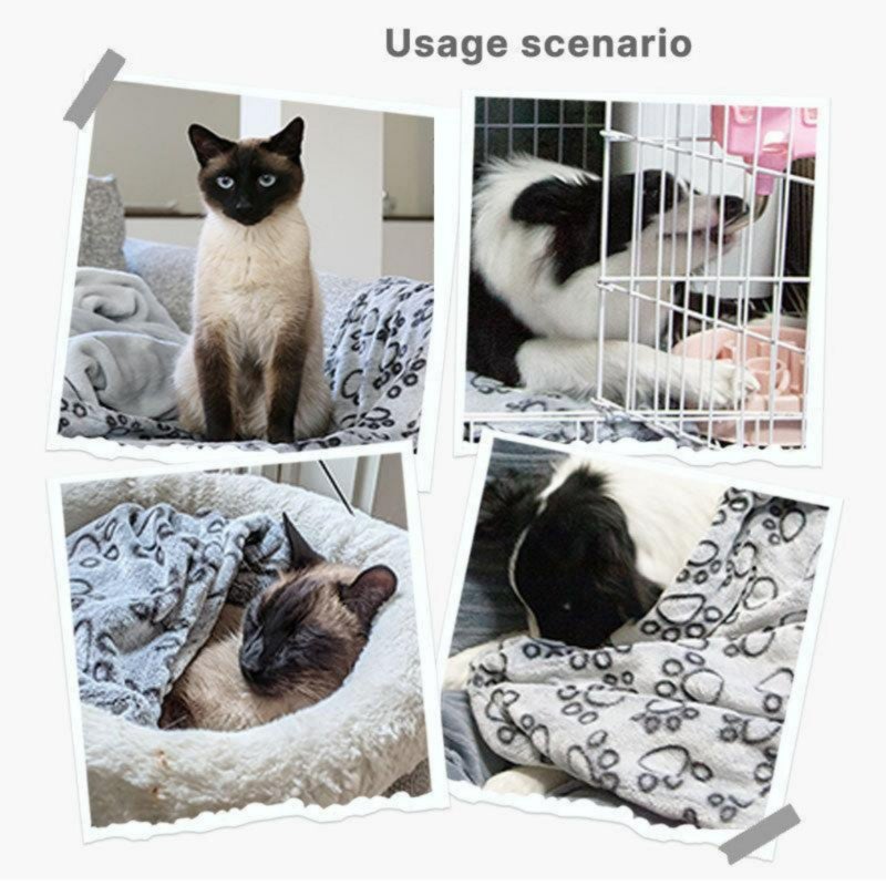 Pet Blanket: XL Grey High-quality Polyester Soft Gentle Blanket - Paw Print Design Scratch & Pet Hair Protection Mat for Home Furniture Sofa Bed Car Seats Busy Pet Owners - Image 4