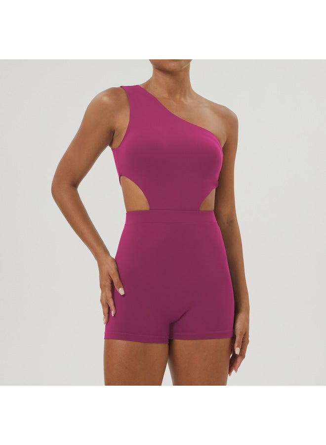 Slant Shoulder Yoga Jaysuit Shaping Slim Sports Shorts Jaysuit Indoor Training Fitness Wear