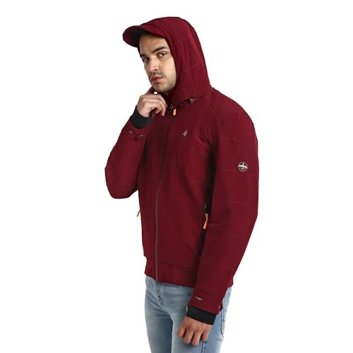 HIVER Men's Nylon Jacket Water Proof Full-Sleeved Standard Length Winter Jacket with Hood For Minus Degree (Wine, 4XL) - Image 4