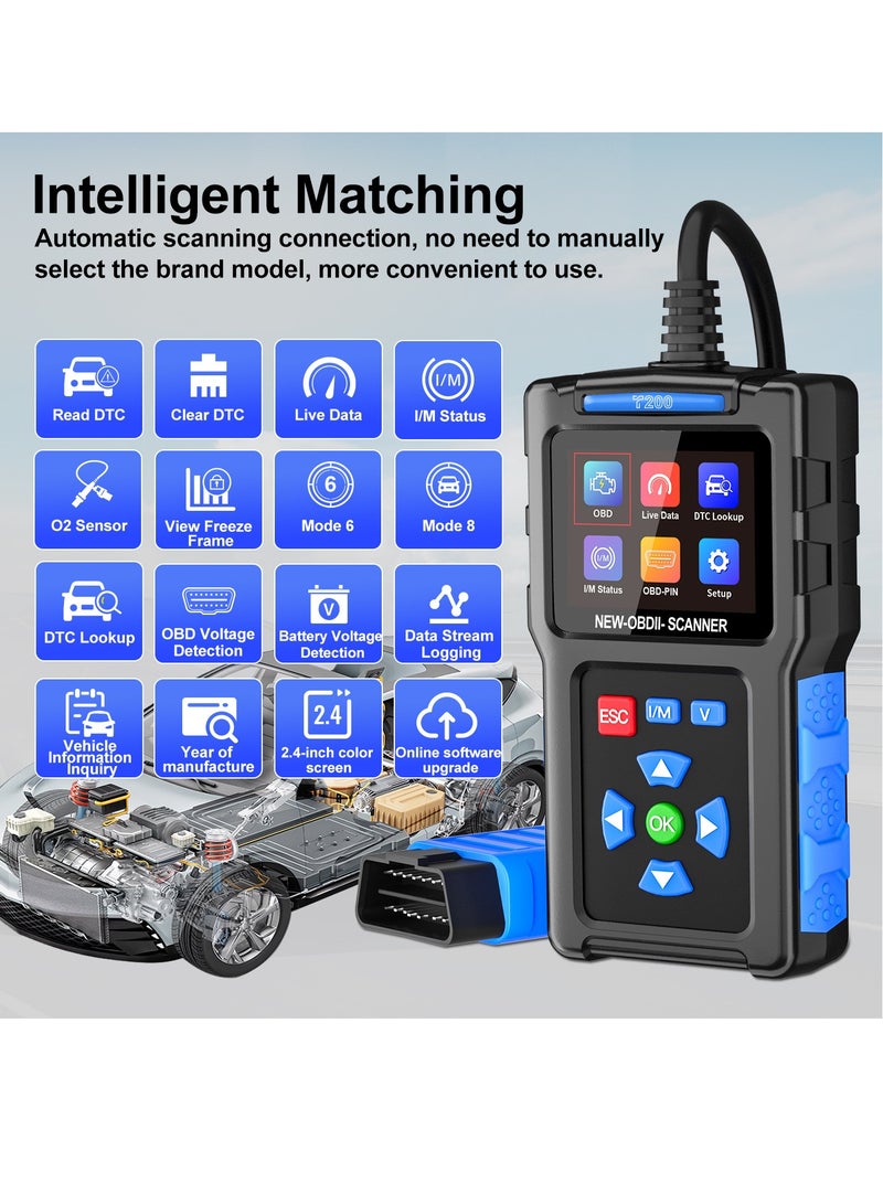 OBDII Scanner - Professional automotive code reader for diagnosing OBDII Check Engine Lights, Universal Automotive Code Scanner Diagnostic Tool - Image 2