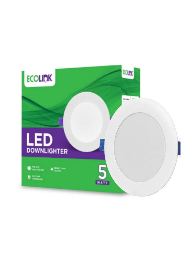 ECOLINK ضوء سقف مخفي من بولي كربونات EcoLink بقوة 5 واط | مصباح LED دائري للسقف للمنزل والقاعة | قطع: 3 بوصة، اللون: ضوء النهار البارد، عبوة من 1 - Image 1