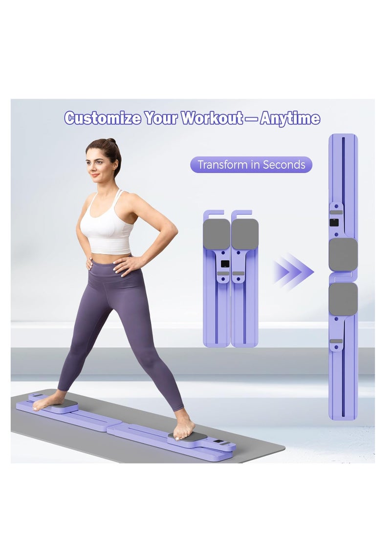 Pilates Reformer Board with Resistance Bands – Portable Pilates Machine, Full Body Workout for Home, Core Strengthener, Glute & Leg Toning, Dual Use, LED Timer & Calorie Display