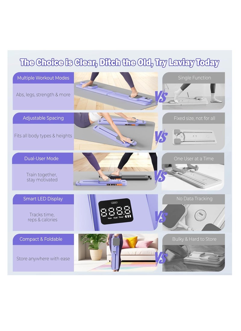 Pilates Reformer Board with Resistance Bands – Portable Pilates Machine, Full Body Workout for Home, Core Strengthener, Glute & Leg Toning, Dual Use, LED Timer & Calorie Display