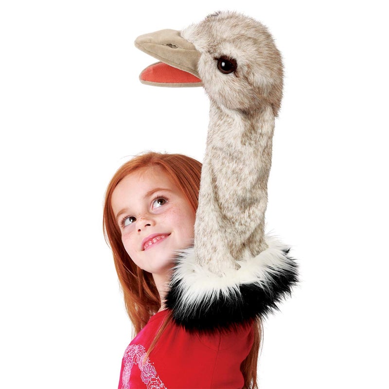 Folkmanis Ostrich Stage Puppet Gray White Black 1 ea - Image 3