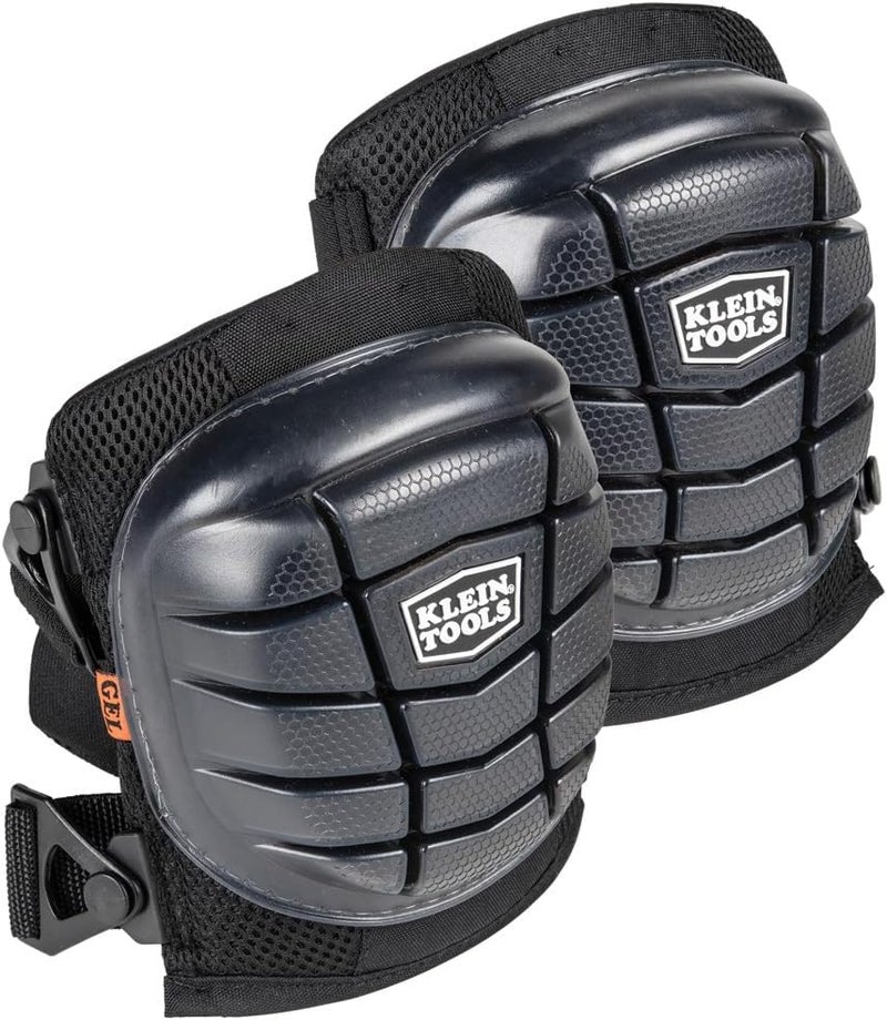 Klein Tools 60184 Knee Pads, Lightweight Gel Knee Pads with Slip Resistant Rubber Caps and Adjustable Straps, Great for Construction, Black - Image 1