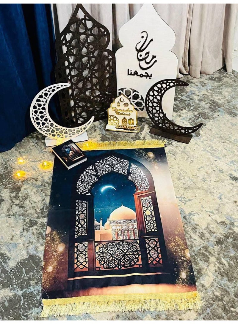 Large Quran and prayer mat set – heavy material with incense burner and prayer beads inside an elegant box