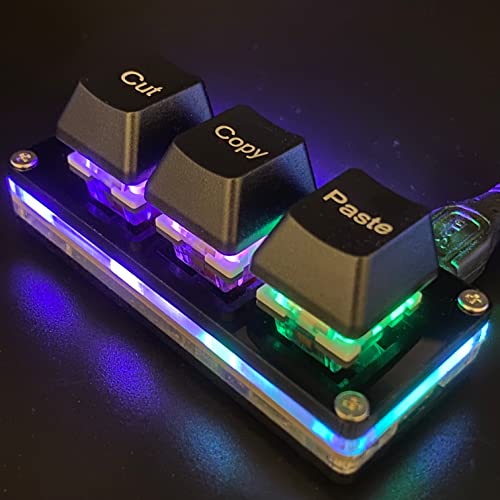 BTXETUEL Mini 3-Key Cut Copy Paste Keyboard - RGB Macro Pad Gaming Mechanical Keyboard with Ctrl X C V Shortcut, Programmable for Working and Gaming (Black) - Image 4