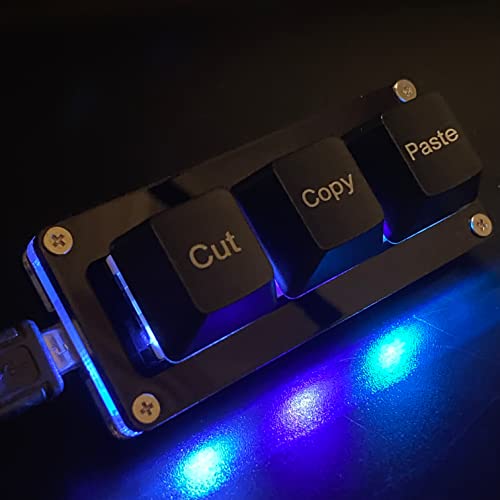 BTXETUEL Mini 3-Key Cut Copy Paste Keyboard - RGB Macro Pad Gaming Mechanical Keyboard with Ctrl X C V Shortcut, Programmable for Working and Gaming (Black) - Image 3