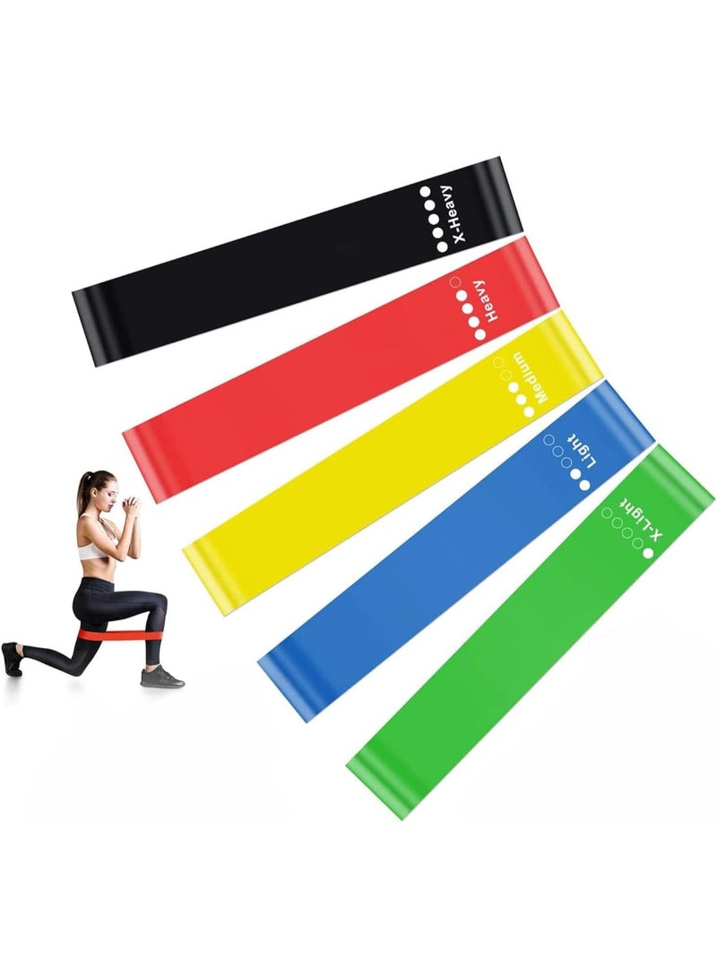 Walpck 5-Pack Resistance Bands with Storage Bag - Elastic PE Yoga Bands for Exercise, Strength Training, Quick Hip Lift, and Fitness, Thickened Tension Bands for Workouts - Image 1