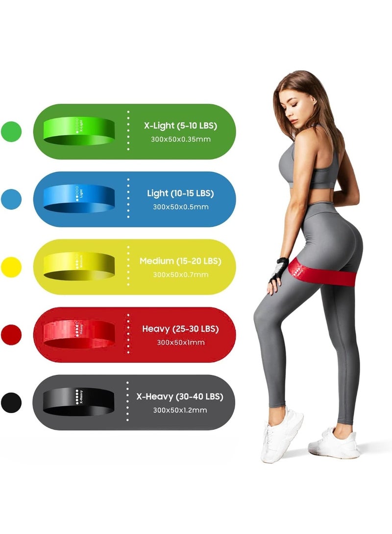 Walpck 5-Pack Resistance Bands with Storage Bag - Elastic PE Yoga Bands for Exercise, Strength Training, Quick Hip Lift, and Fitness, Thickened Tension Bands for Workouts - Image 4
