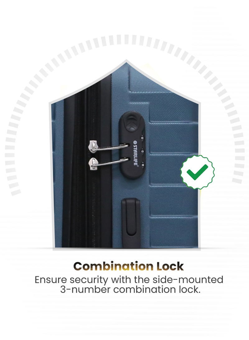 ستار لايف مجموعة حقائب سفر بعجلات من الجانب الصلب ABS مكونة من 3 قطع بعجلات دوارة مع قفل أرقام - Image 3