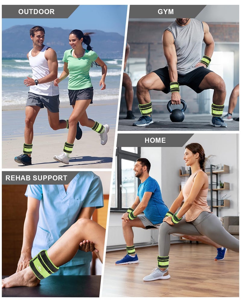 Fragraim Adjustable Ankle Weights 1-5 LBS Pair with Removable Weight for Jogging, Gymnastics, Aerobics, Physical Therapy, Resistance Training|Each 0.5-2.5 LBS, Total 5LBS, Green - Image 5