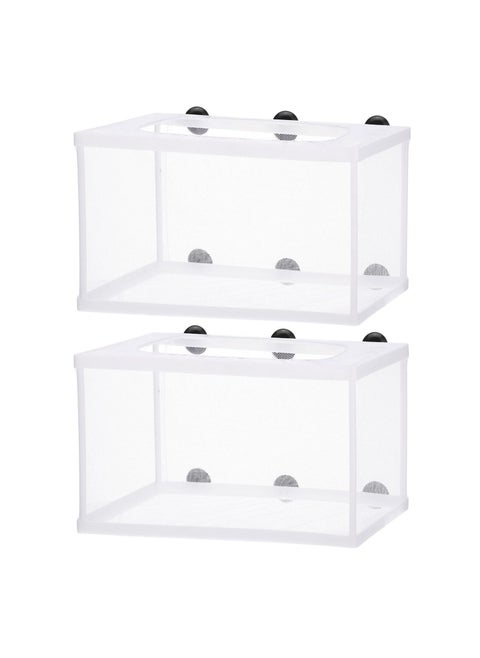 Fish Tank Breeder Net, Fish Hatchery Breeder Box Aquarium Separation Net Nylon Incubator Mesh With Suction Cup (2 Pcs)