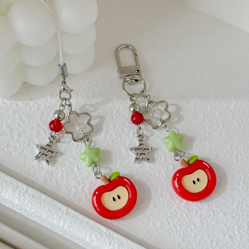 [Ping An Joy] Red Apple Mobile Phone Lanyard Personality Bag Decorative Pendant Christmas Cute Pendant Keychain - Image 4