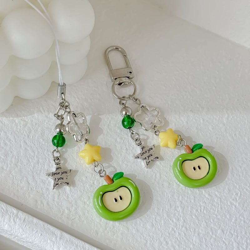 [Ping An Joy] Red Apple Mobile Phone Lanyard Personality Bag Decorative Pendant Christmas Cute Pendant Keychain - Image 3