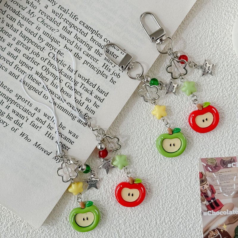 [Ping An Joy] Red Apple Mobile Phone Lanyard Personality Bag Decorative Pendant Christmas Cute Pendant Keychain - Image 5