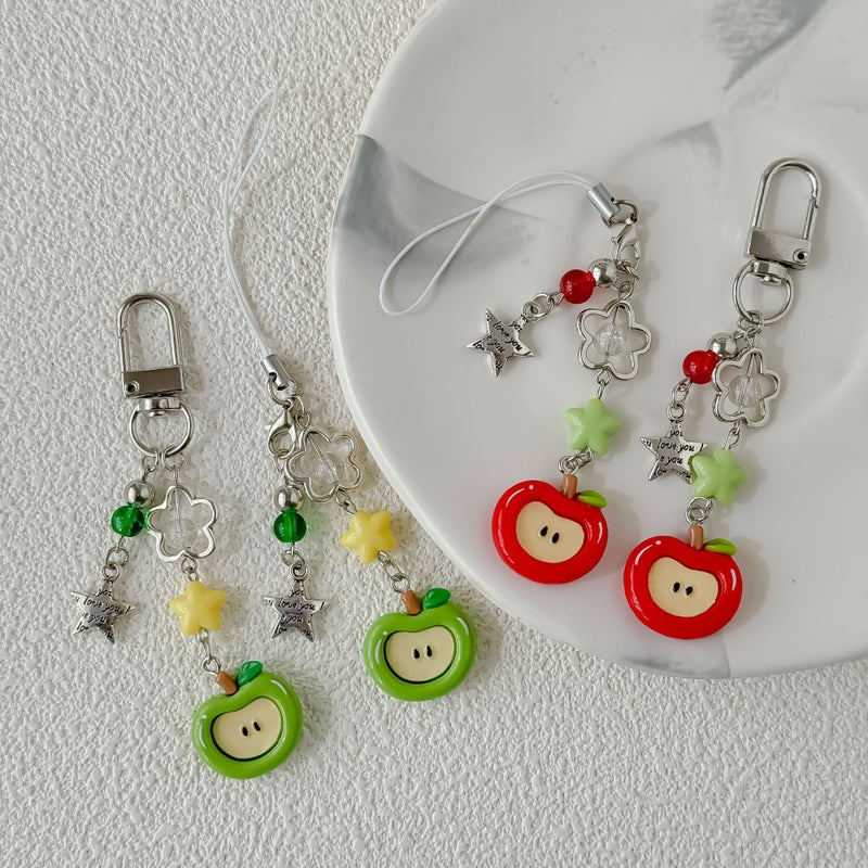[Ping An Joy] Red Apple Mobile Phone Lanyard Personality Bag Decorative Pendant Christmas Cute Pendant Keychain - Image 2