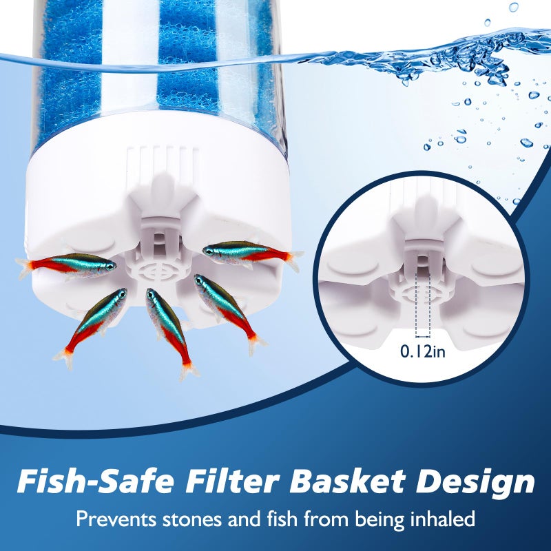 fishkeeper 20-100 Gal Multifunction Power Aquarium Filter, Up to 320GPH Adjustable Bubble & Silent Dual Mode Internal Fish Tank Filter for Filtration, Oxygenation, Circulation, Wavemaker - Image 4