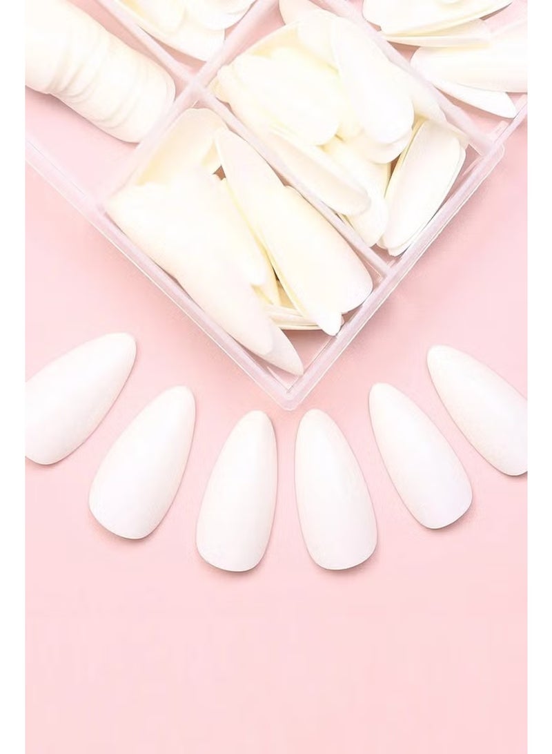 GlamKit 120 Pcs Fake Nail Tips, Almond Shape Press On Nails, Stick On ABS Full Cover Nails for Women, For Daily Party Wedding Use (Milky White) - Image 5